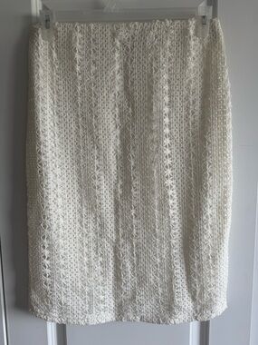 Cable & Gauge Cream Crochet Pencil Skirt